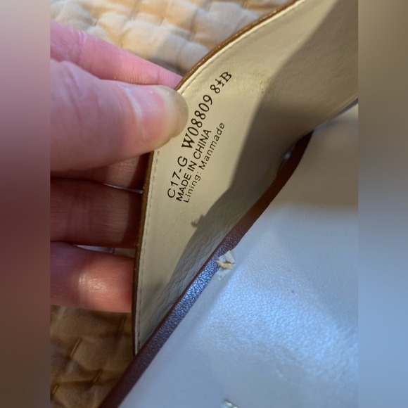 Cole Haan Women's Sandal Size 7.5 Tan Leather Crisscross Mule Clog Heel - Picture 2 of 9